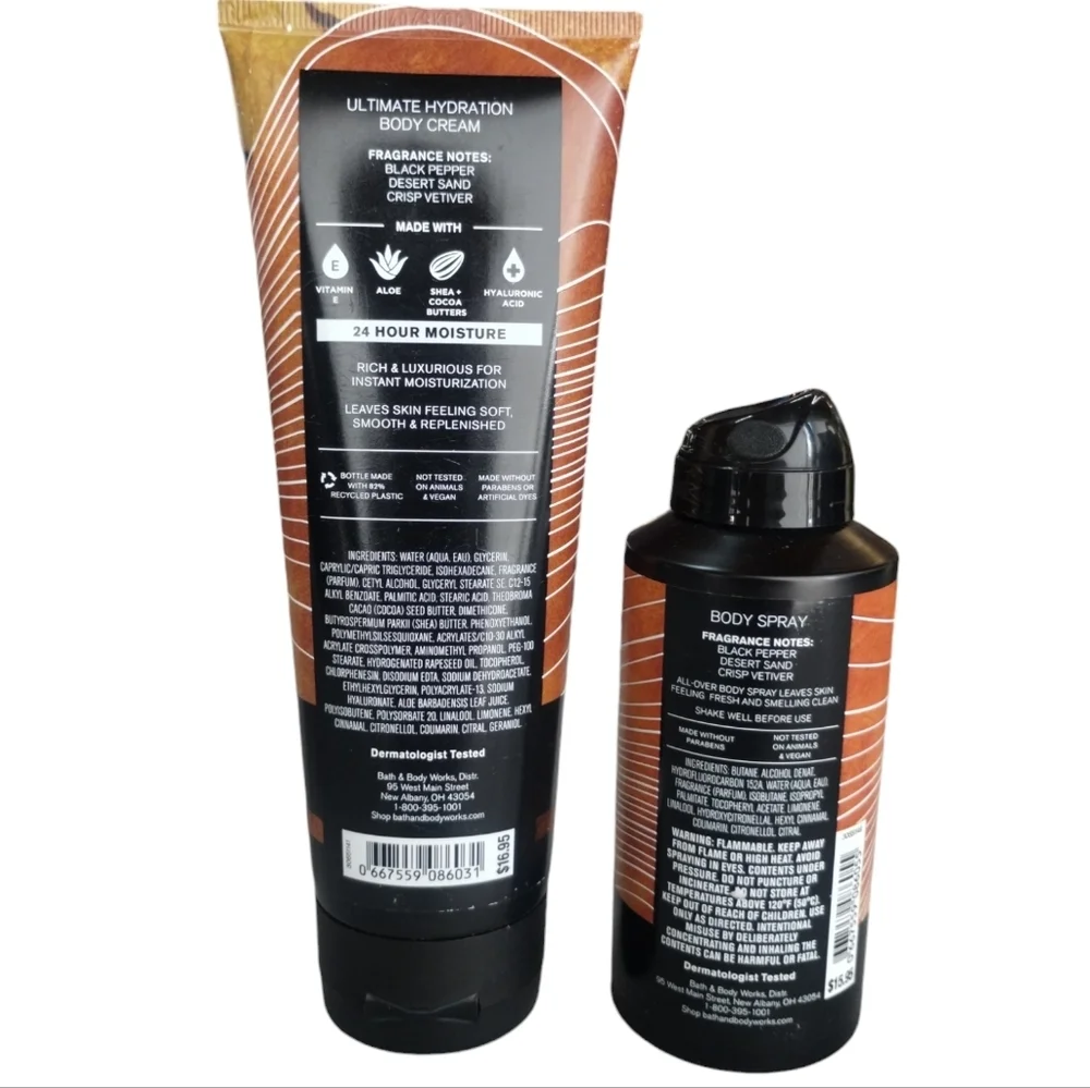 Rare Bath & Body Works Discontinued Mens CANYON  2Pcs Body Spray‎ & Cream
